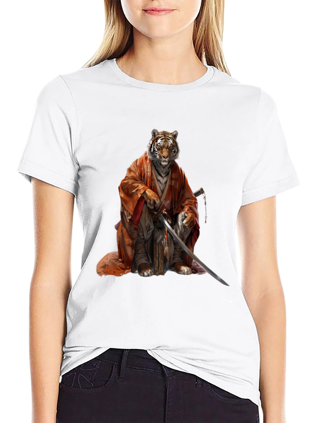Tiger Samurai Black T-Shirt