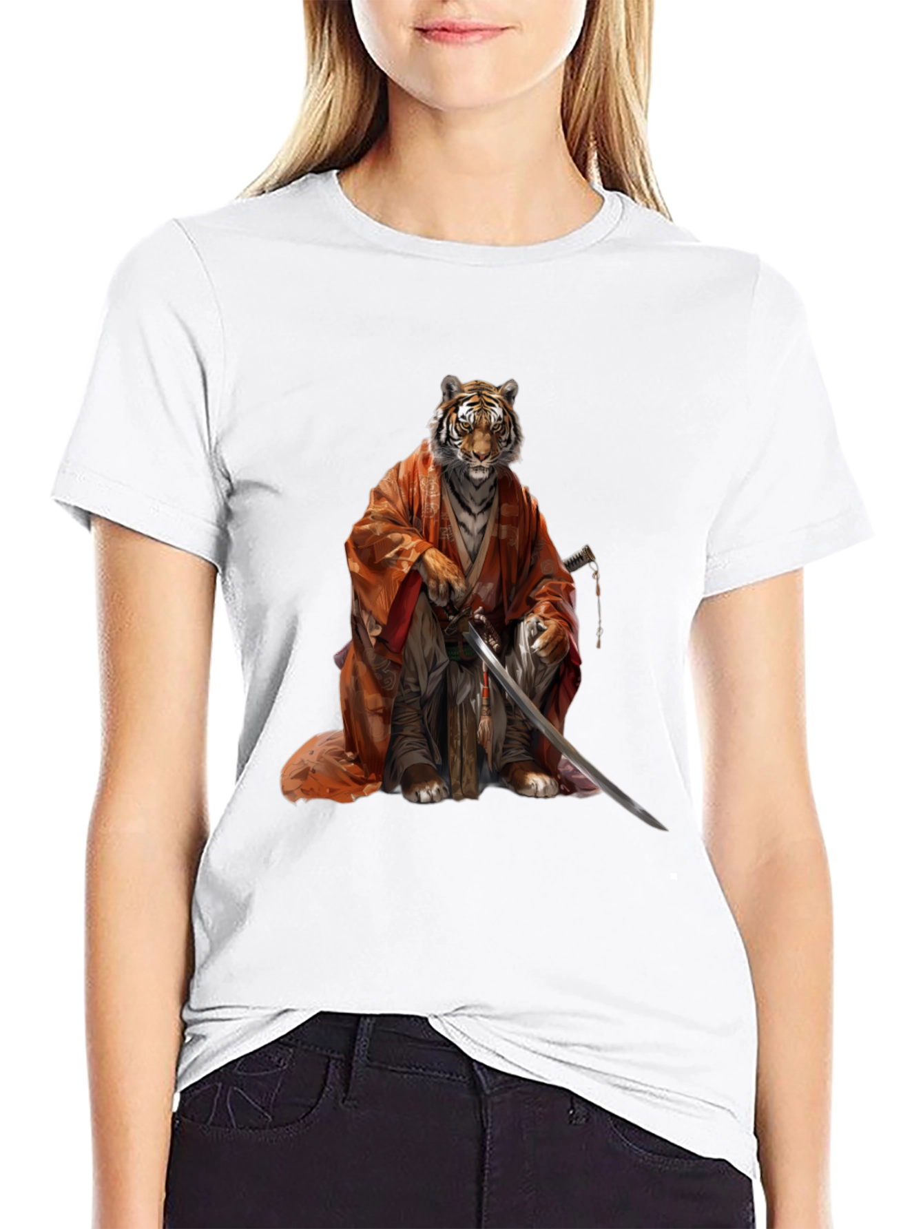 Tiger Samurai Black T-Shirt