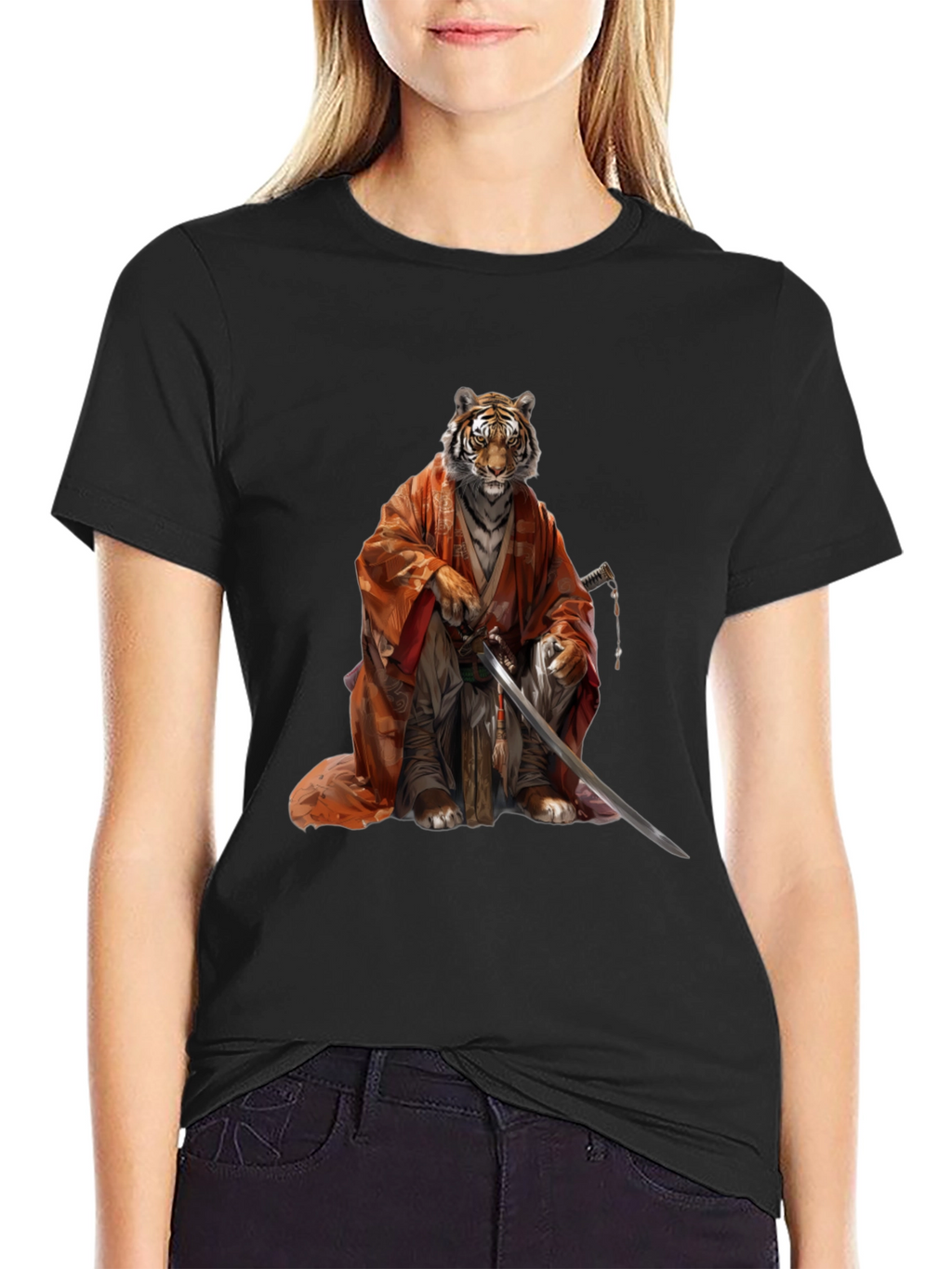 Tiger Samurai Black T-Shirt