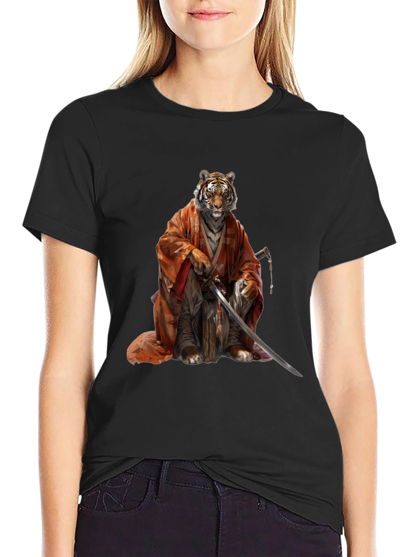 Tiger Samurai Black T-Shirt