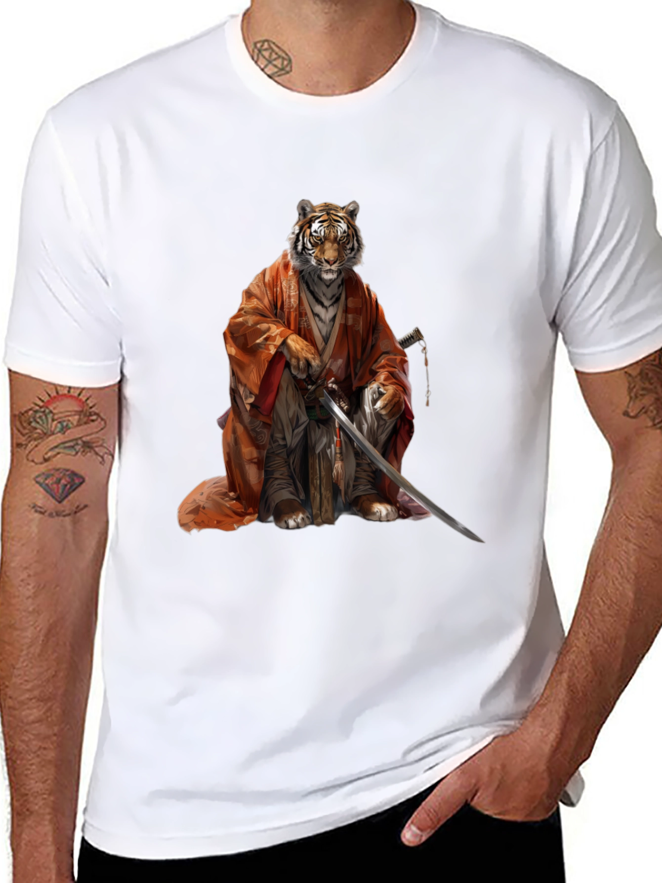 Tiger Samurai Black T-Shirt