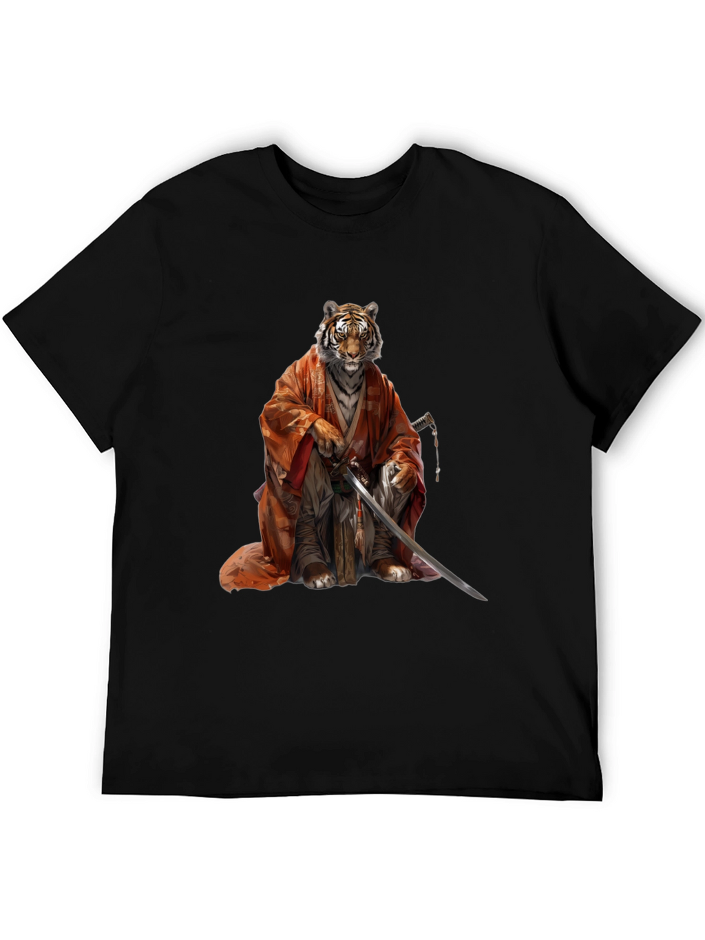 Tiger Samurai Black T-Shirt