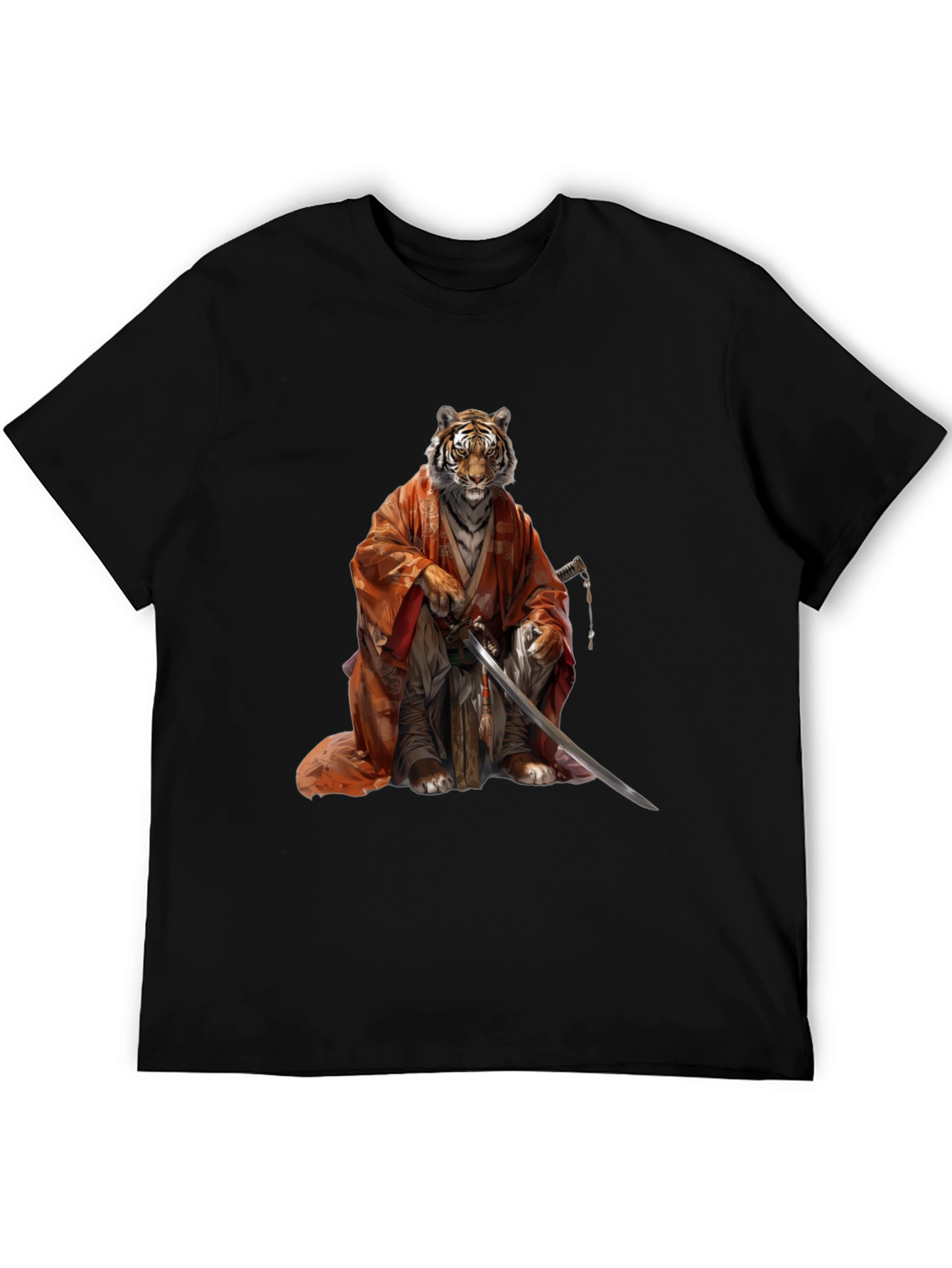 Tiger Samurai Black T-Shirt