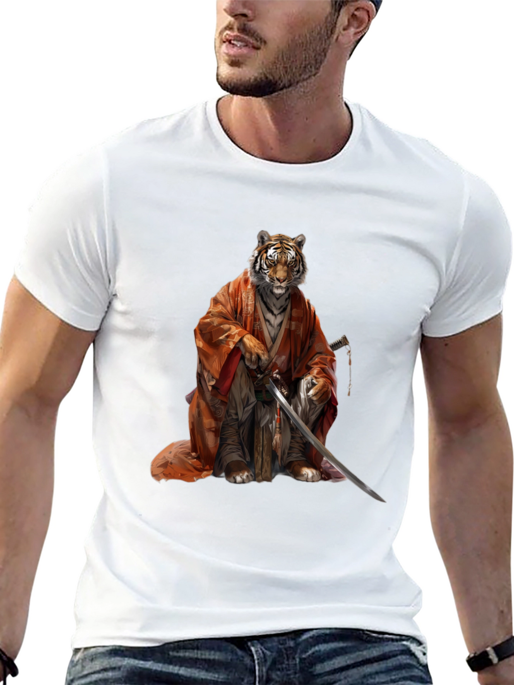 Tiger Samurai Black T-Shirt