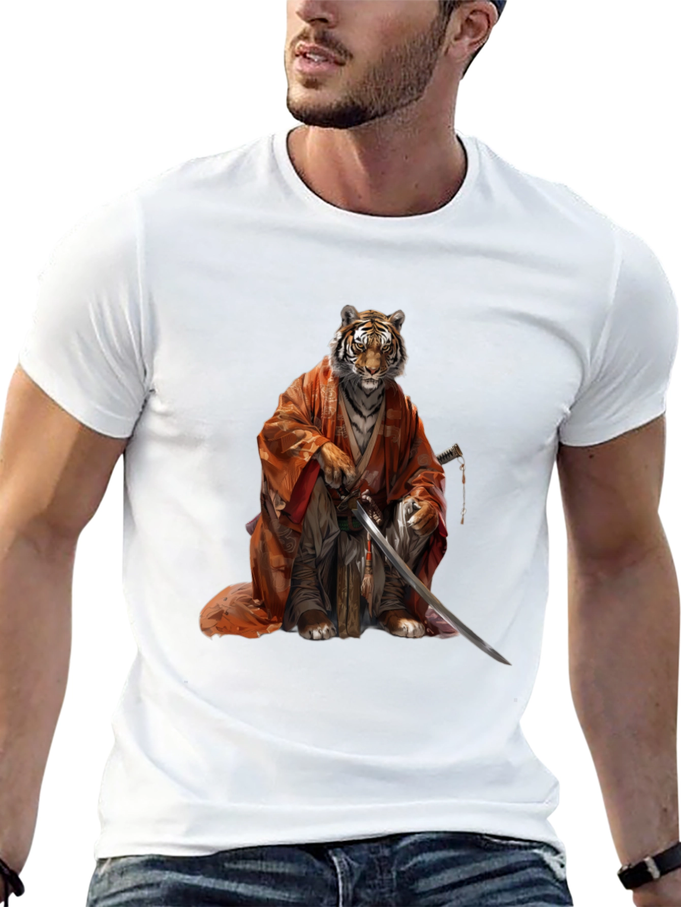 Tiger Samurai Black T-Shirt