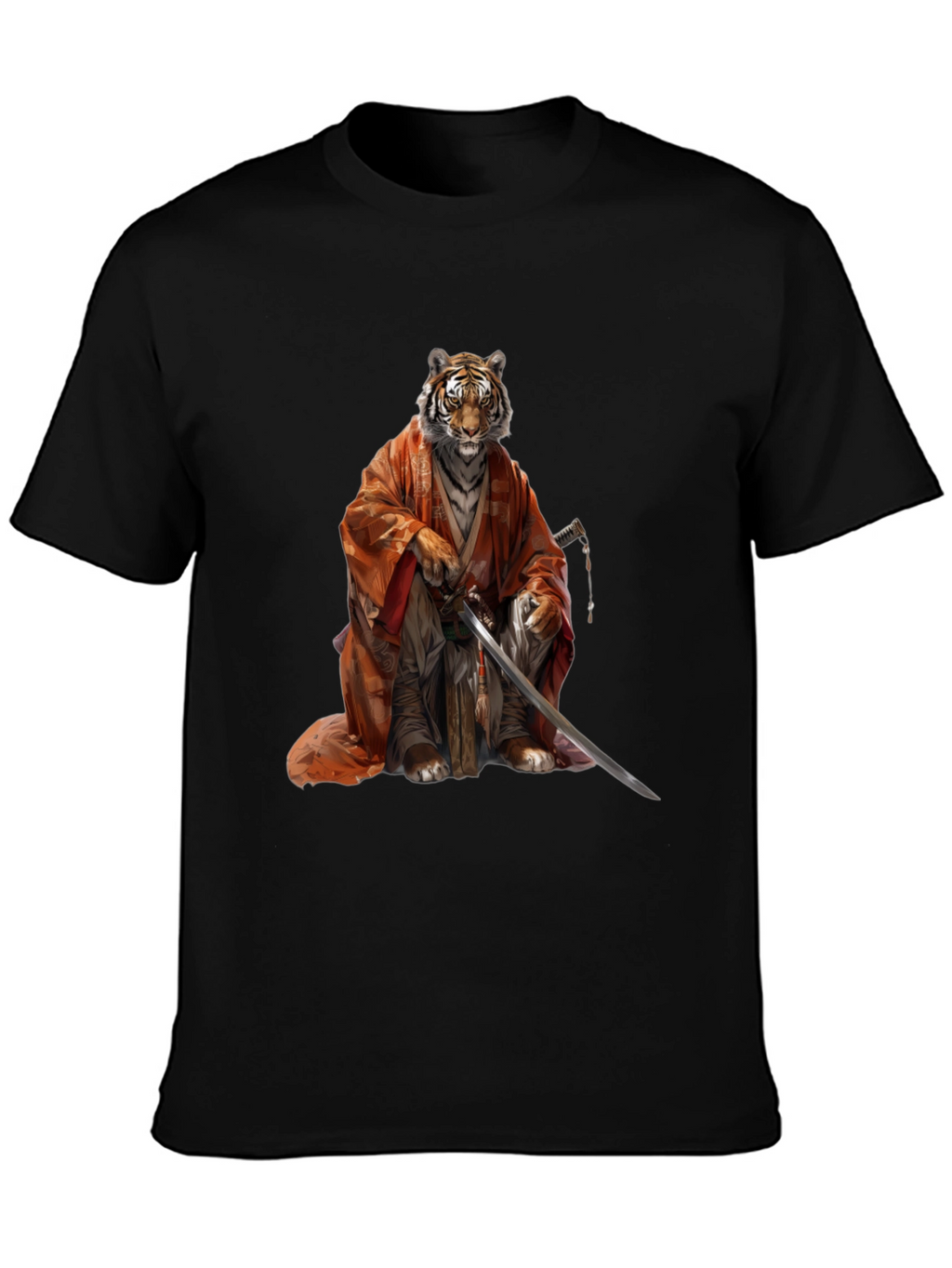Tiger Samurai Black T-Shirt
