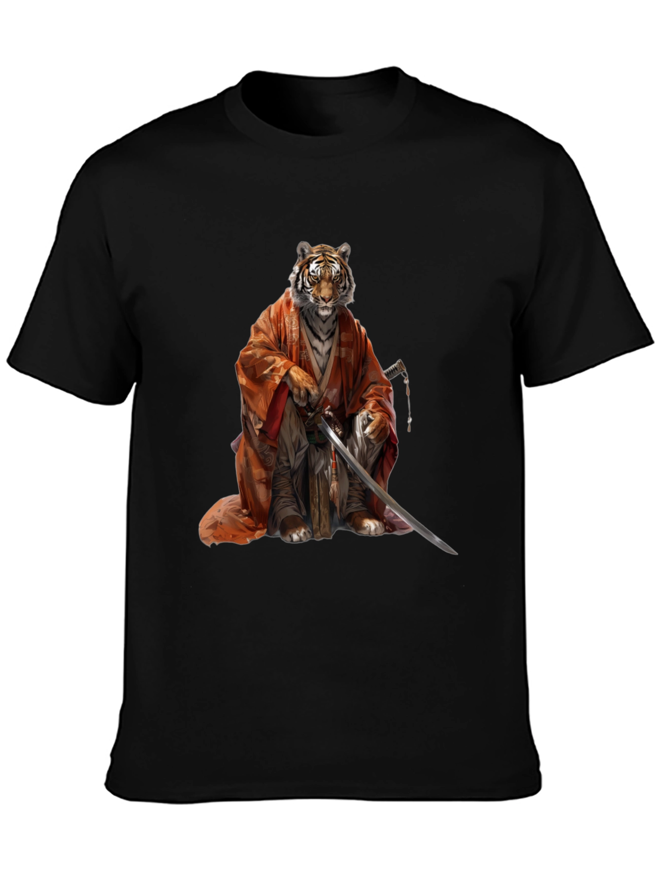 Tiger Samurai Black T-Shirt
