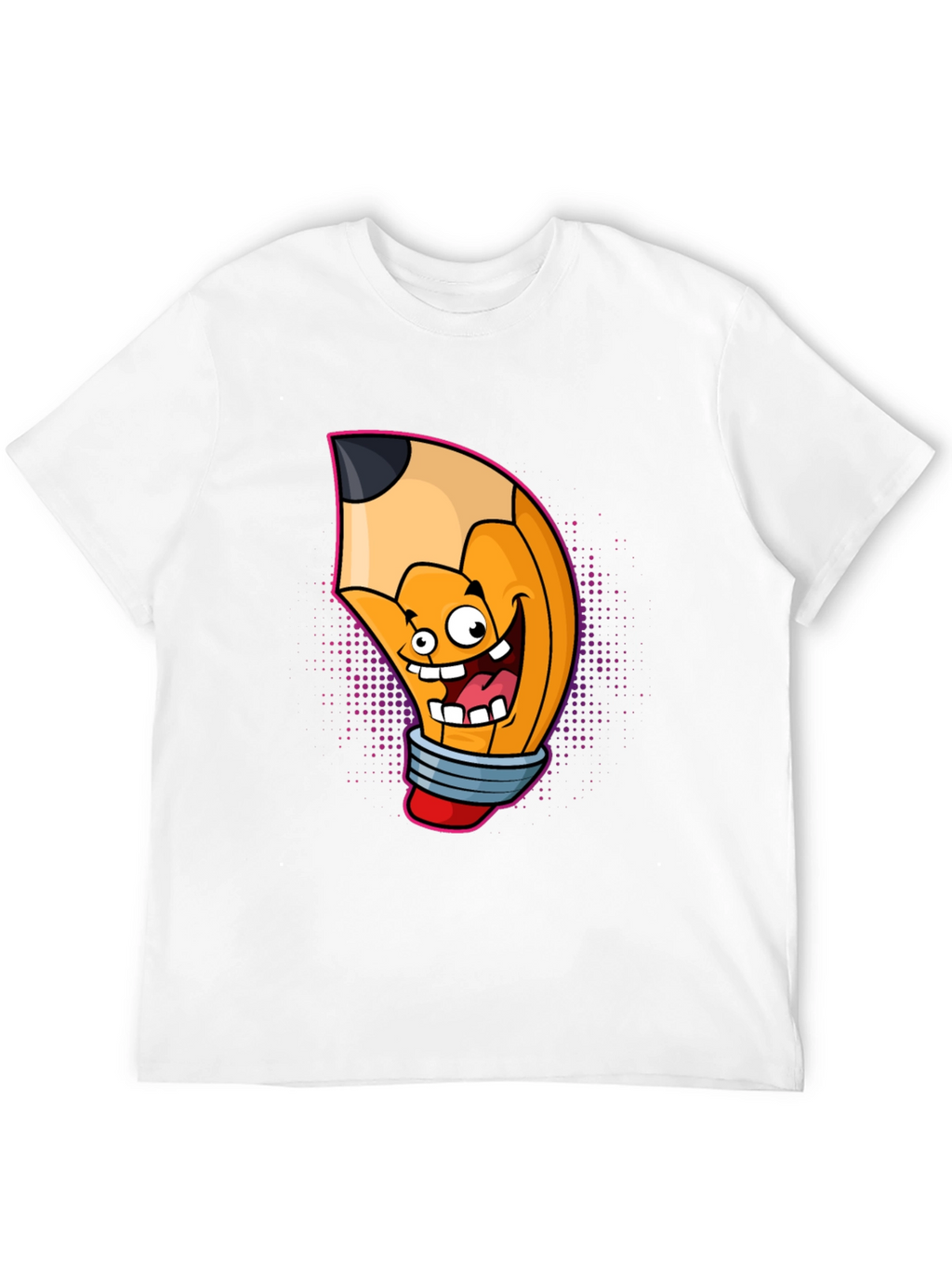 Cartoon Pencil Graphic Tee - Black Cotton T-Shirt
