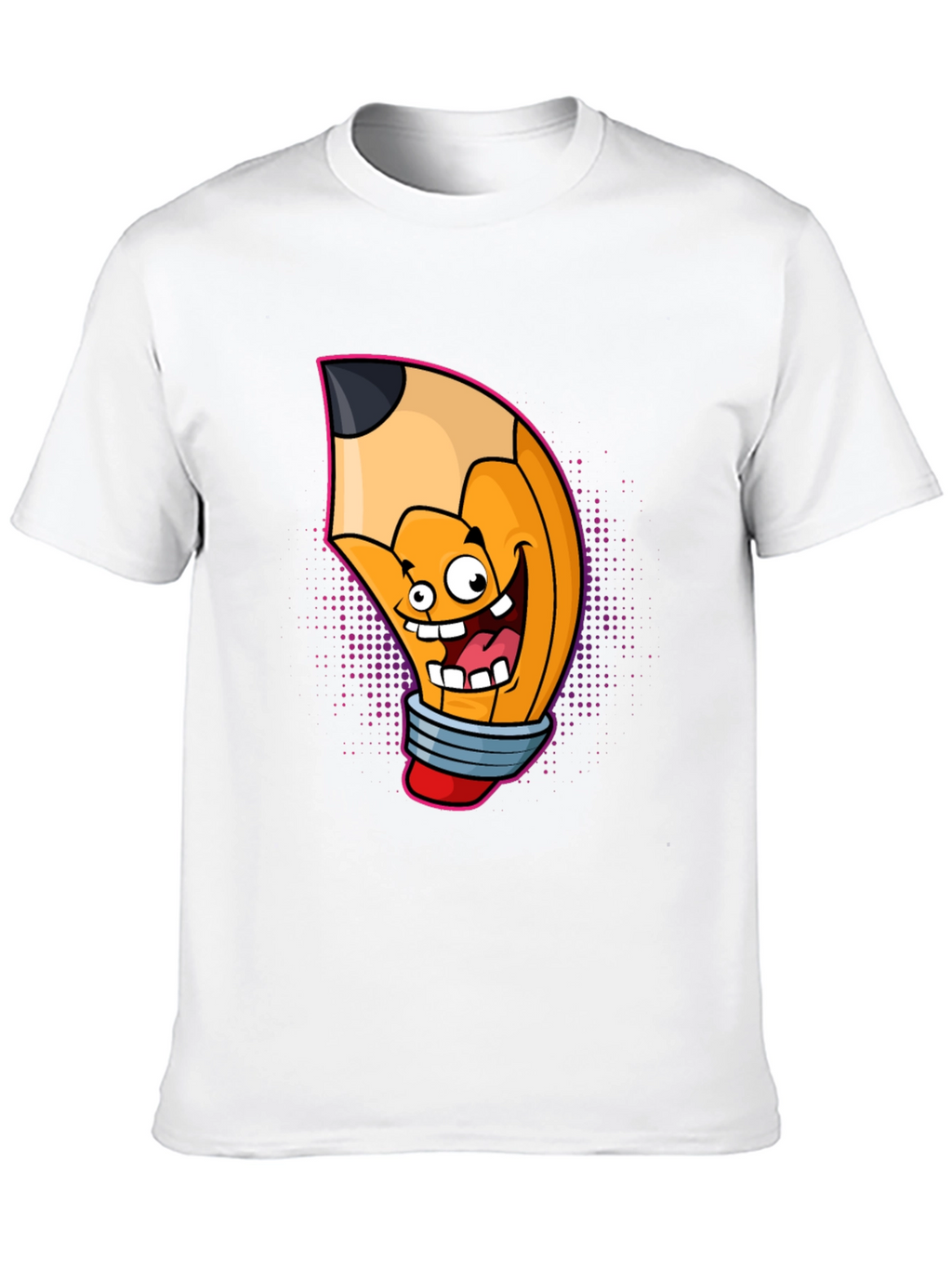 Cartoon Pencil Graphic Tee - Black Cotton T-Shirt