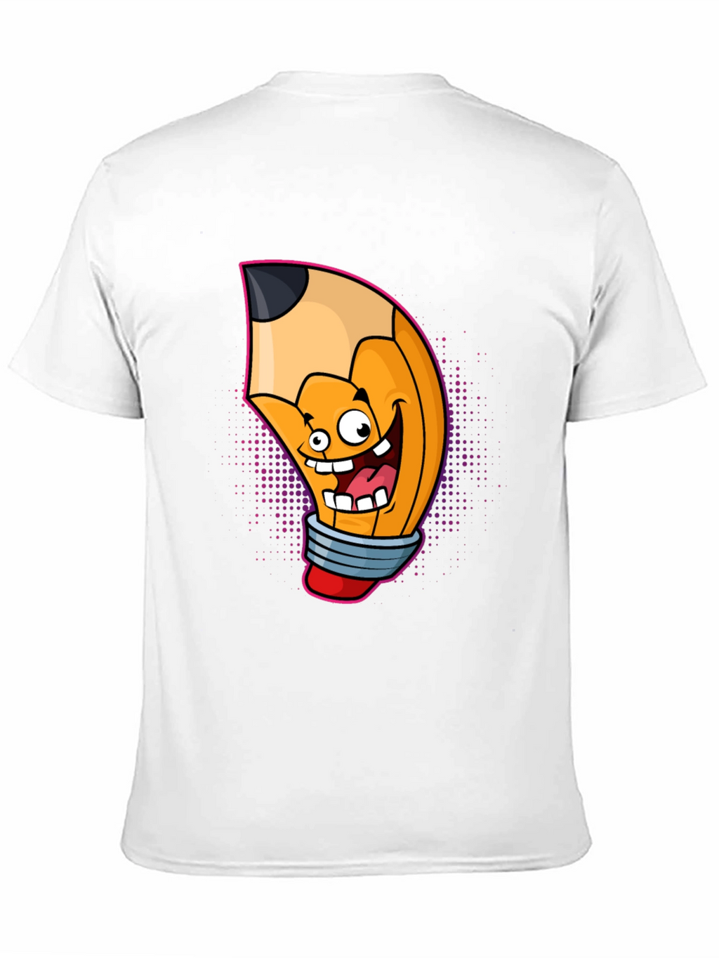 Cartoon Pencil Graphic Tee - Black Cotton T-Shirt