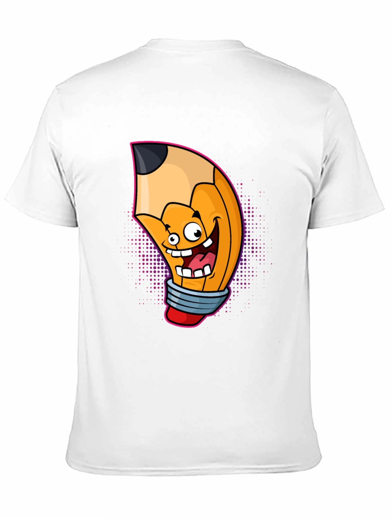Cartoon Pencil Graphic Tee - Black Cotton T-Shirt