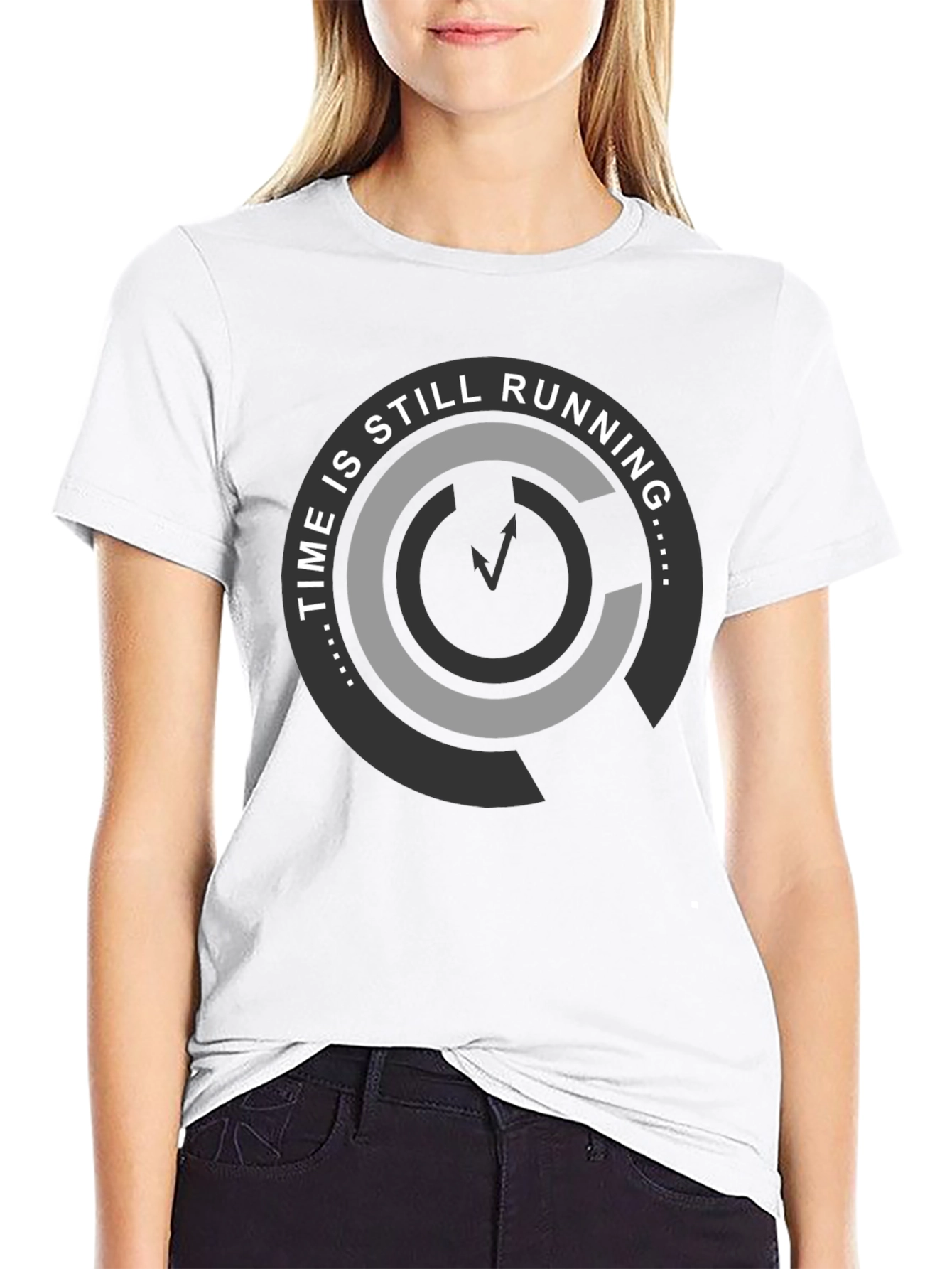 Time Is Still Running Graphic Tee - Black Cotton