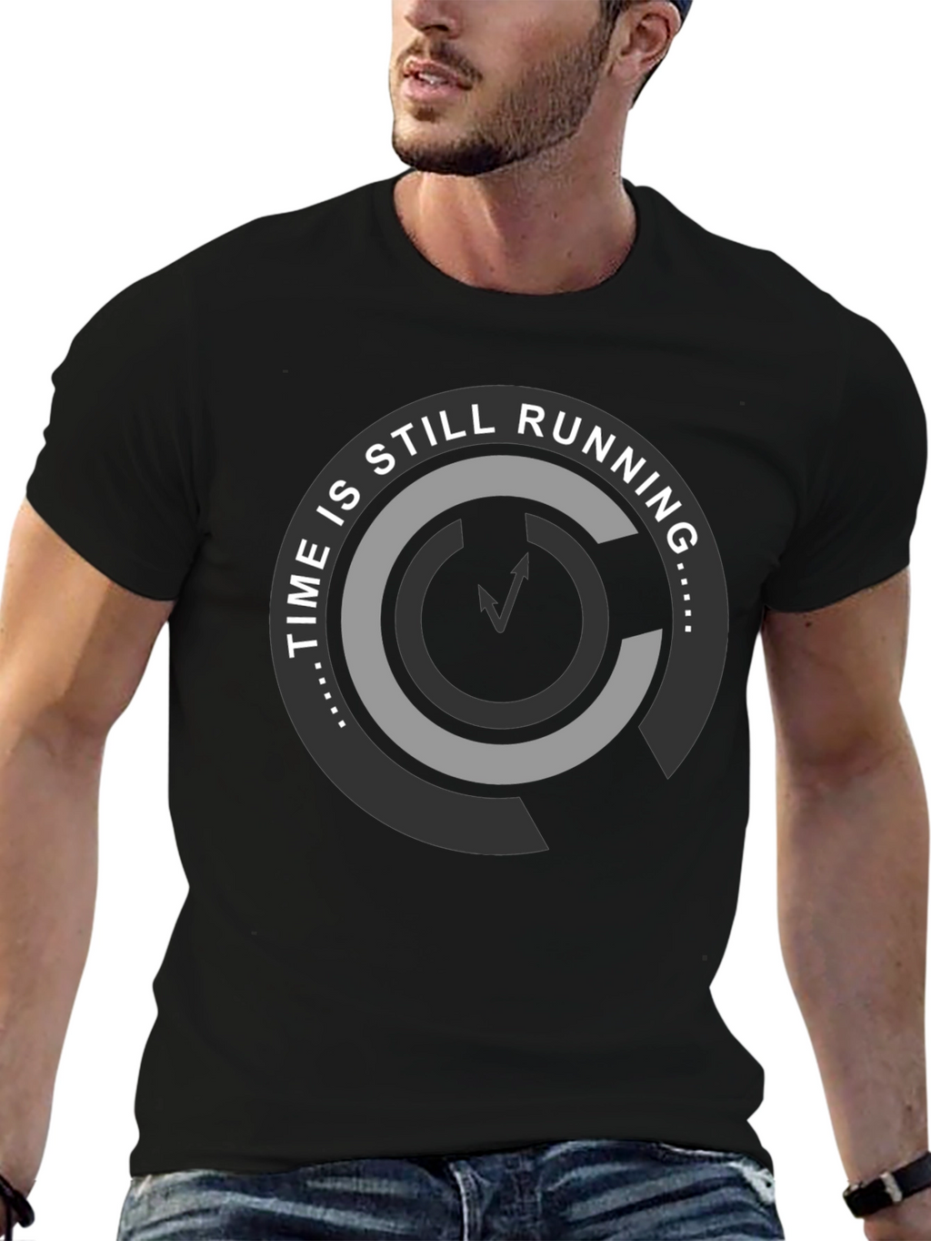 Time Is Still Running Graphic Tee - Black Cotton