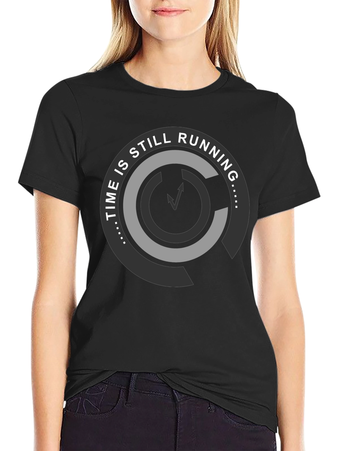 Time Is Still Running Graphic Tee - Black Cotton