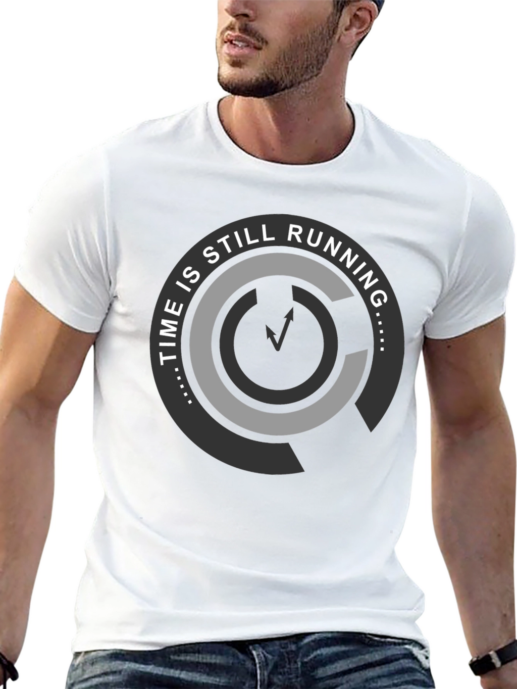 Time Is Still Running Graphic Tee - Black Cotton