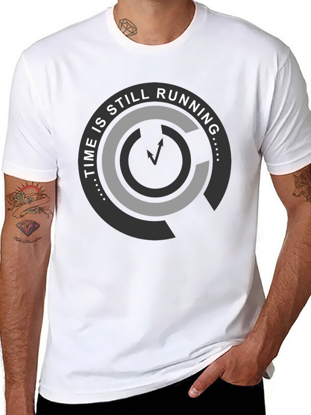 Time Is Still Running Graphic Tee - Black Cotton