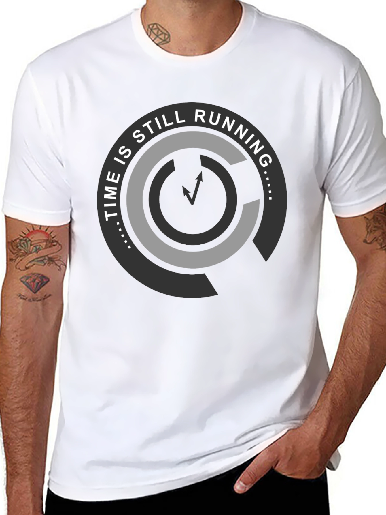 Time Is Still Running Graphic Tee - Black Cotton