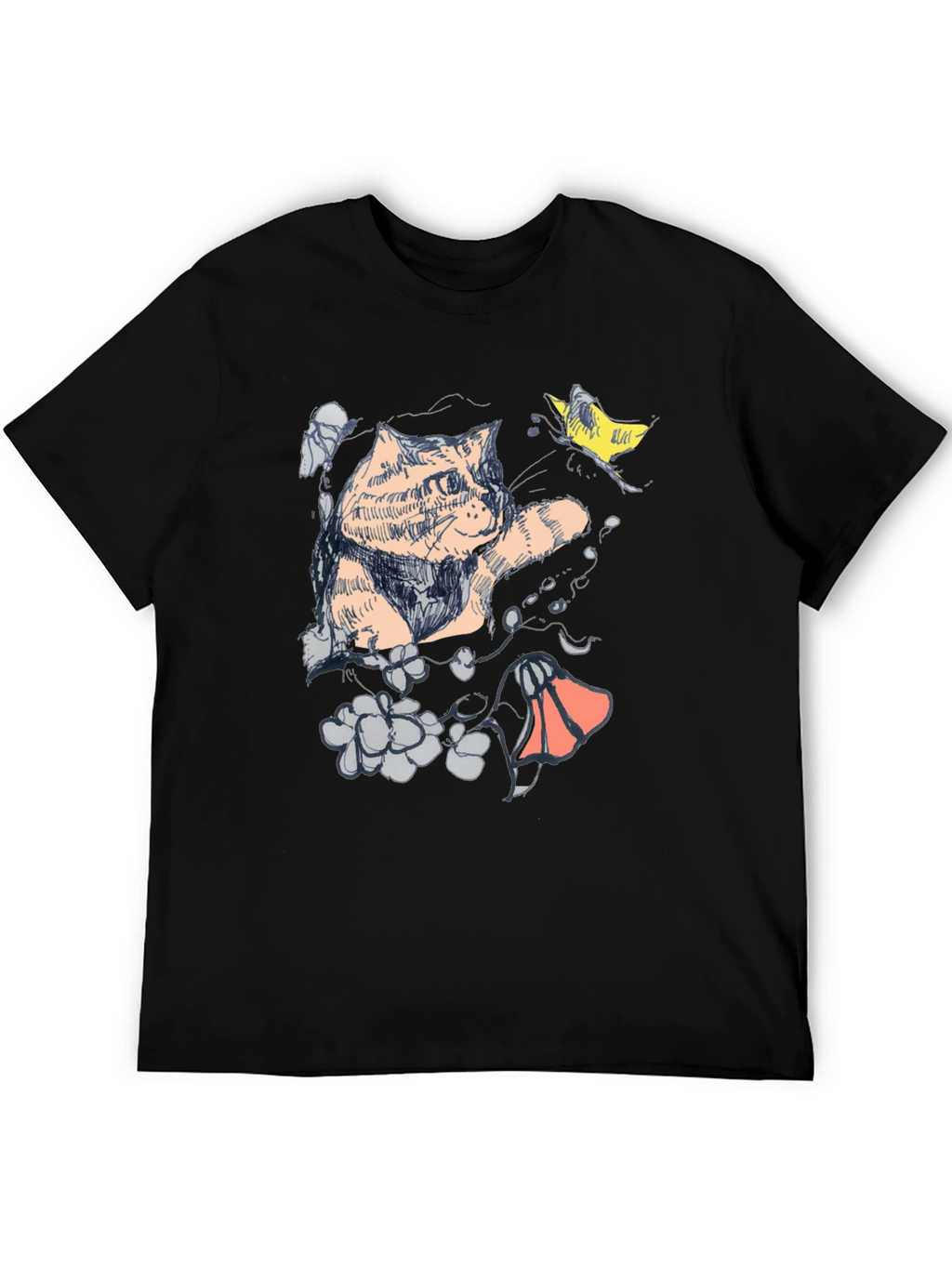 Cat Art Graphic T-Shirt - Unique Artistic Design