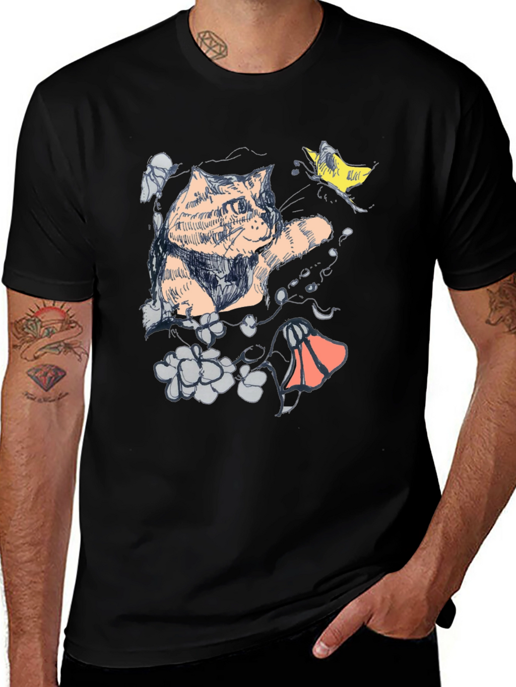 Cat Art Graphic T-Shirt - Unique Artistic Design