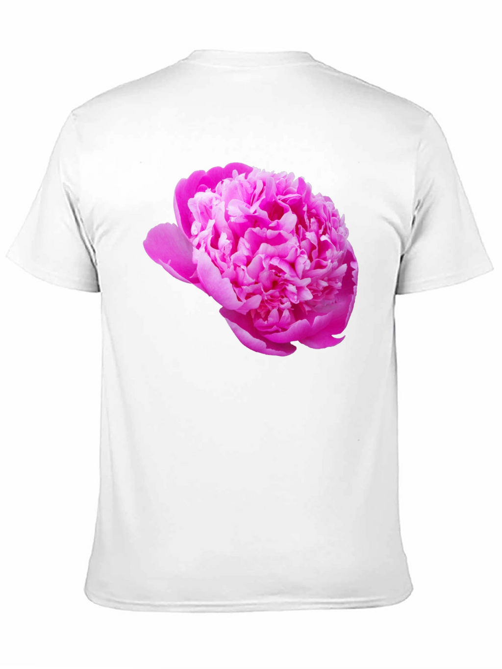 Black Tee with Pink Peony Flower Print