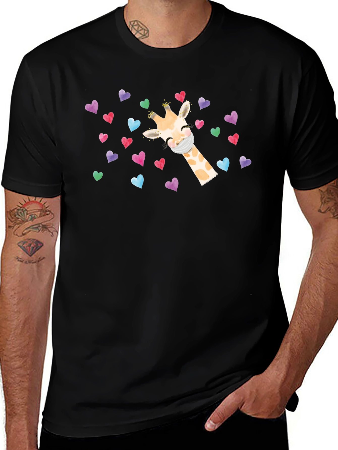 Giraffe Heart Mask T-Shirt - Cute Valentines Day Tee