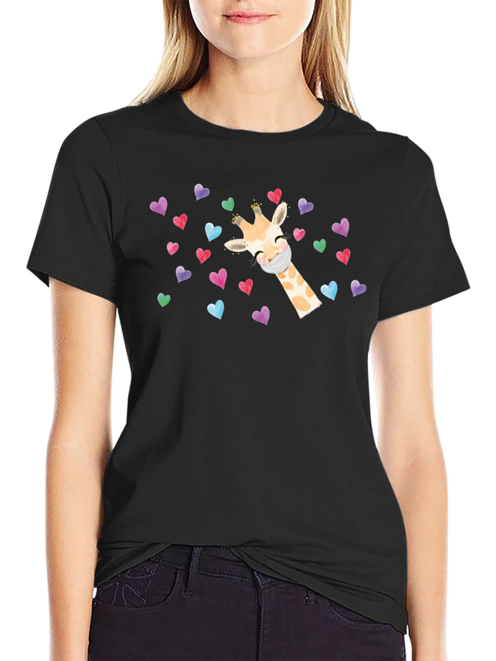 Giraffe Heart Mask T-Shirt - Cute Valentines Day Tee