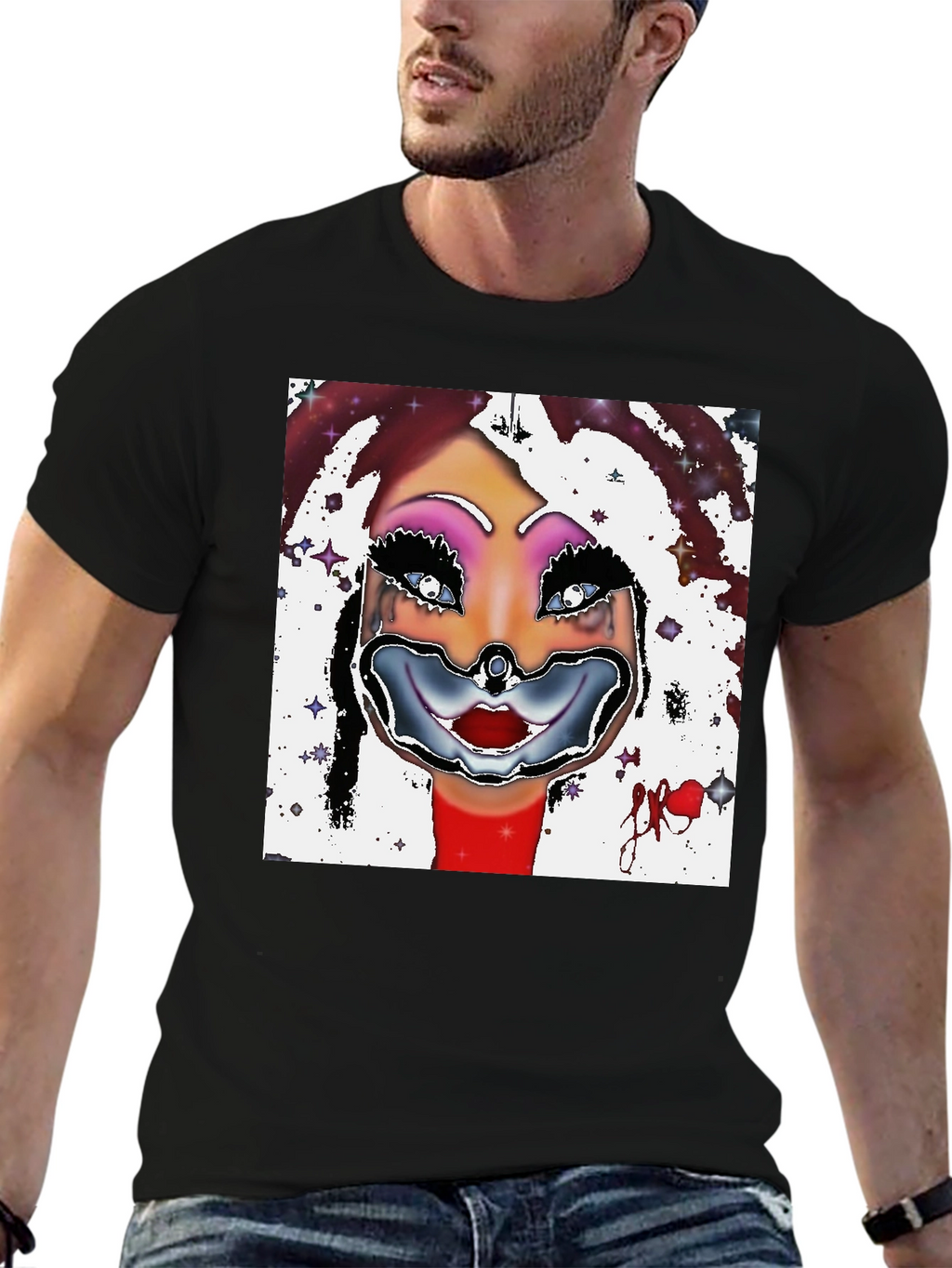 Clown Face Graphic Black T-Shirt