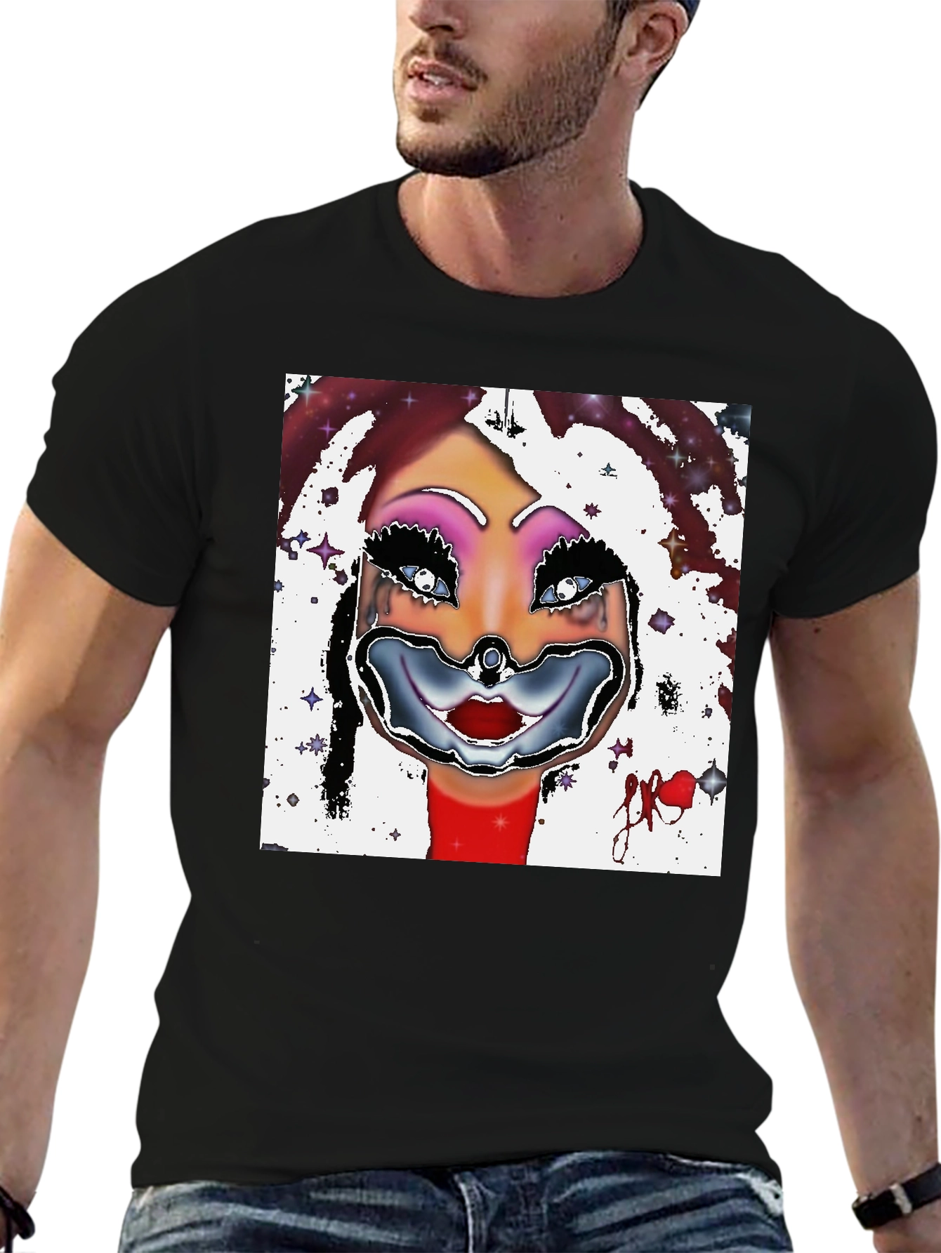 Clown Face Graphic Black T-Shirt