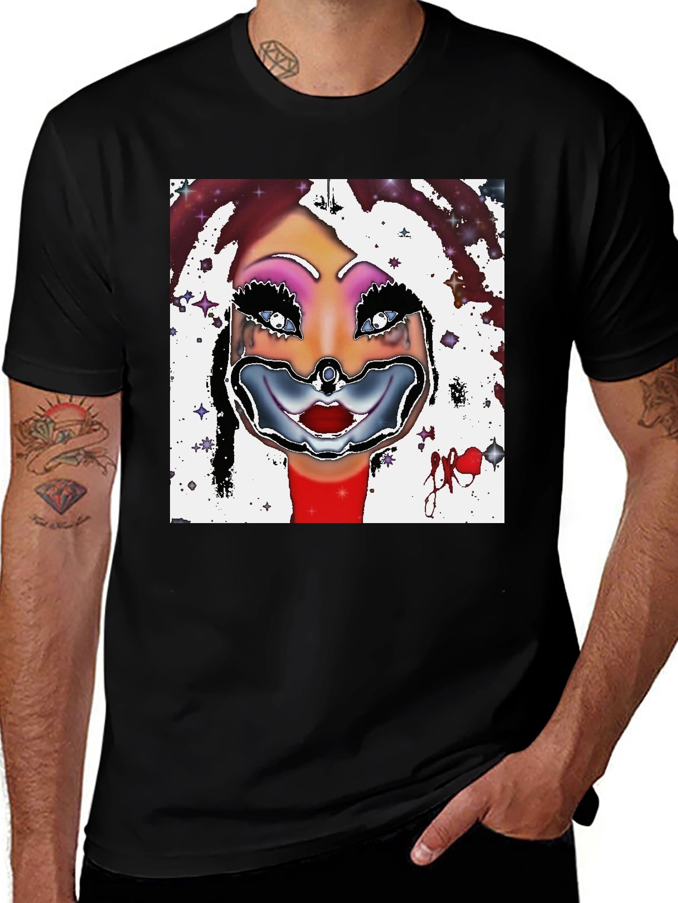 Clown Face Graphic Black T-Shirt