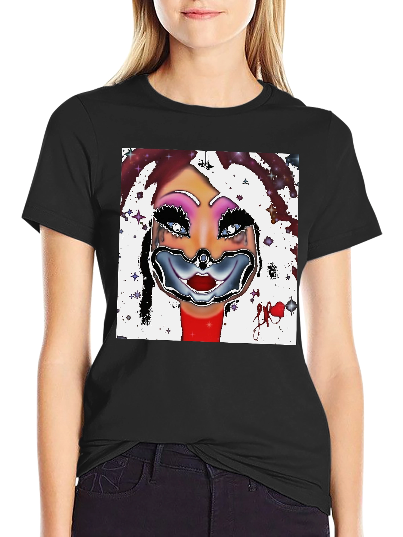 Clown Face Graphic Black T-Shirt