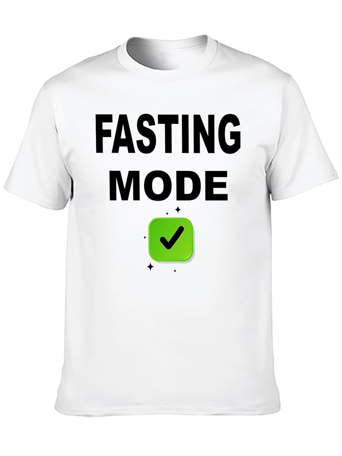 Fasting Mode T-Shirt - Black Tee with Green Checkmark
