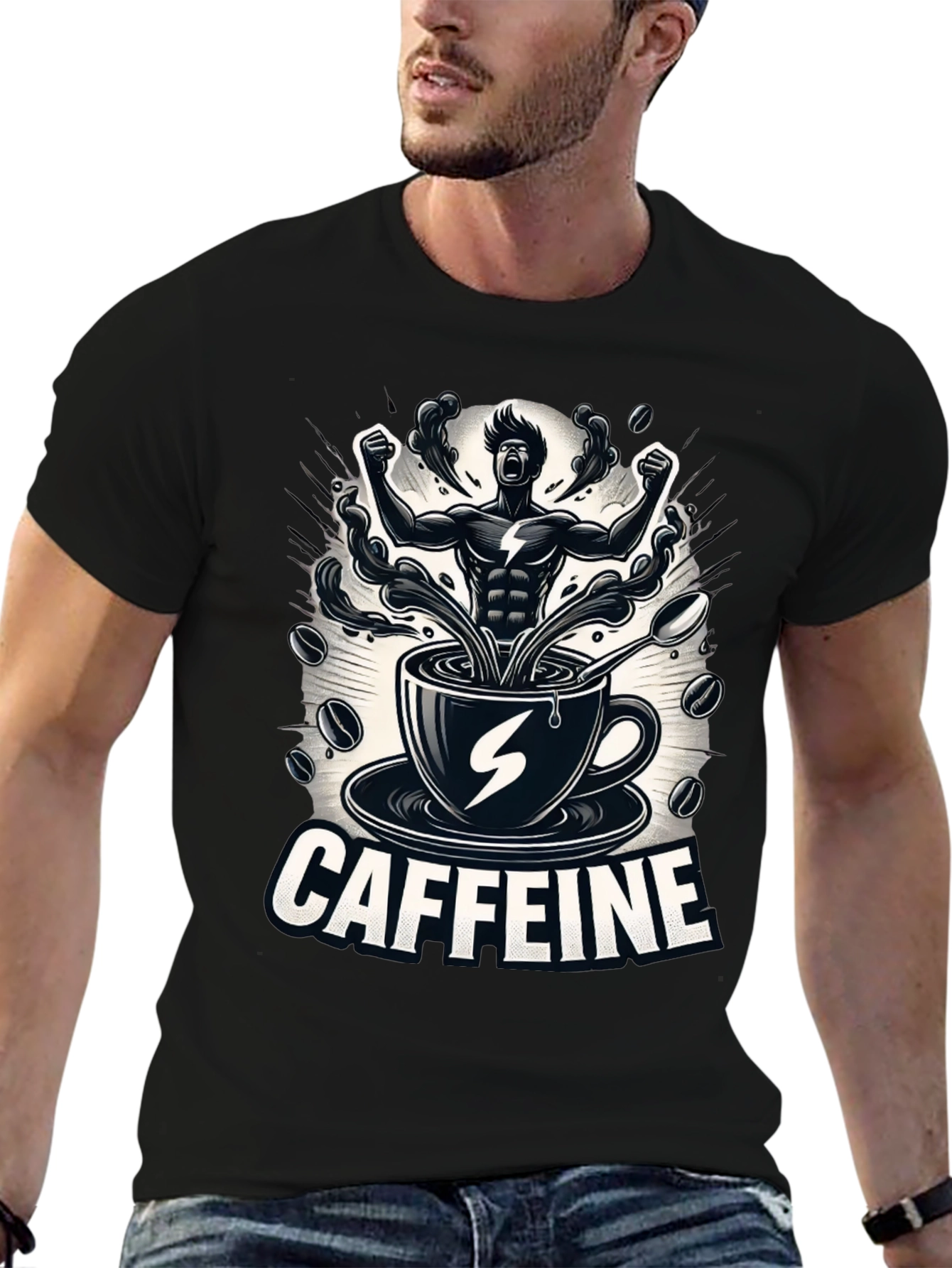 Caffeine Power T-Shirt - Black Graphic Tee