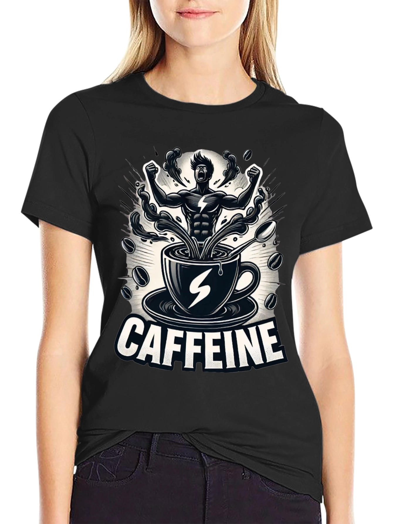 Caffeine Power T-Shirt - Black Graphic Tee