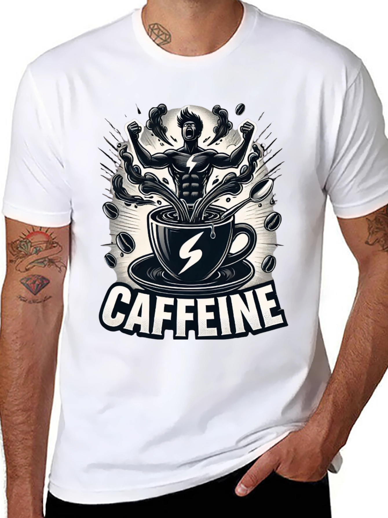 Caffeine Power T-Shirt - Black Graphic Tee