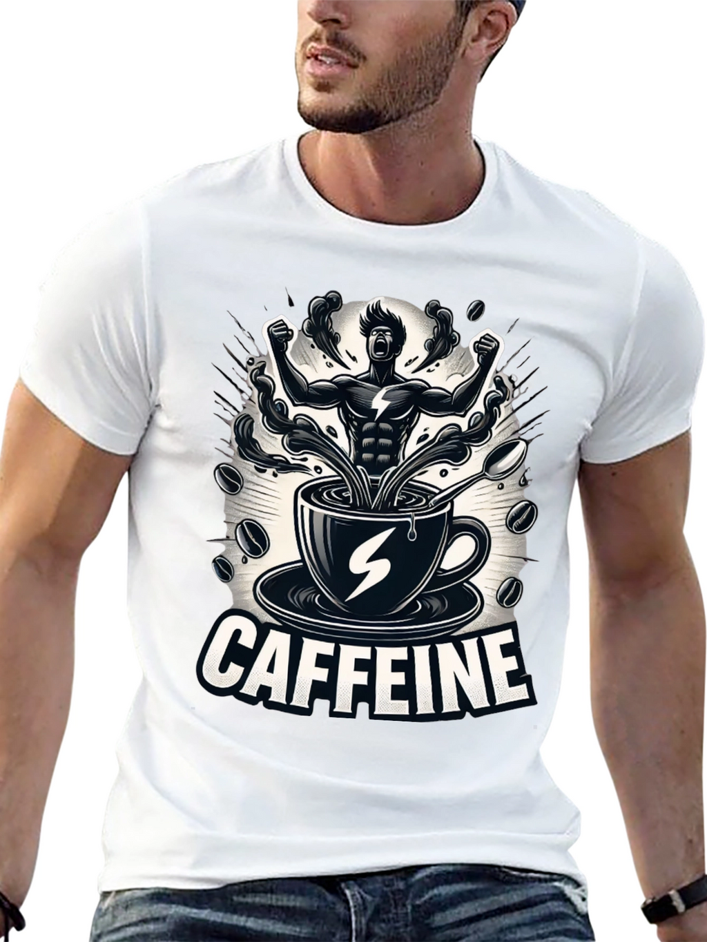 Caffeine Power T-Shirt - Black Graphic Tee