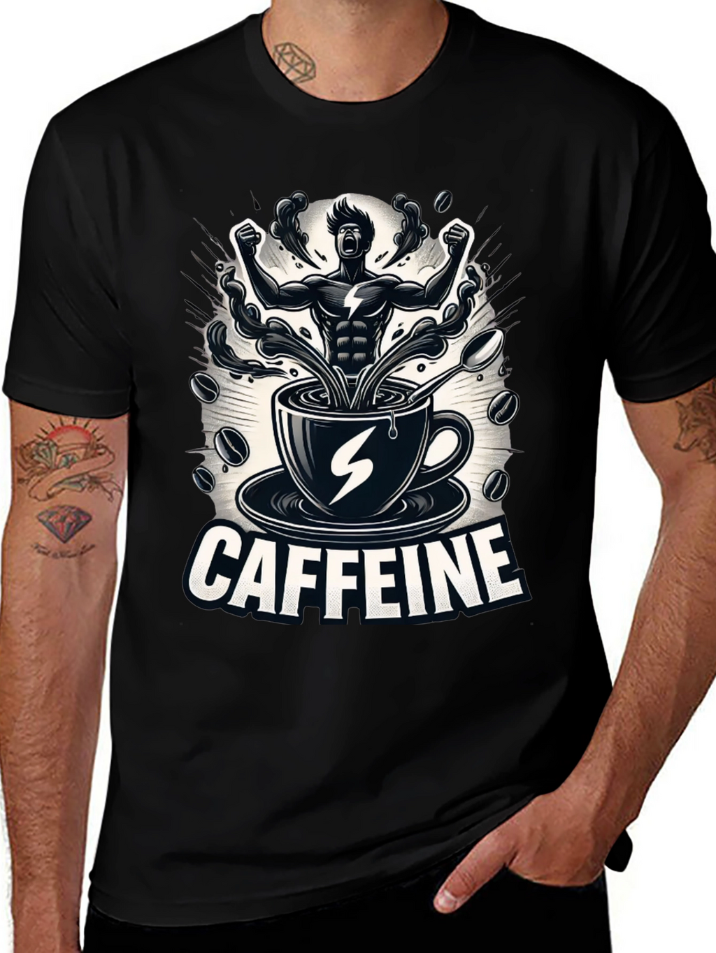 Caffeine Power T-Shirt - Black Graphic Tee