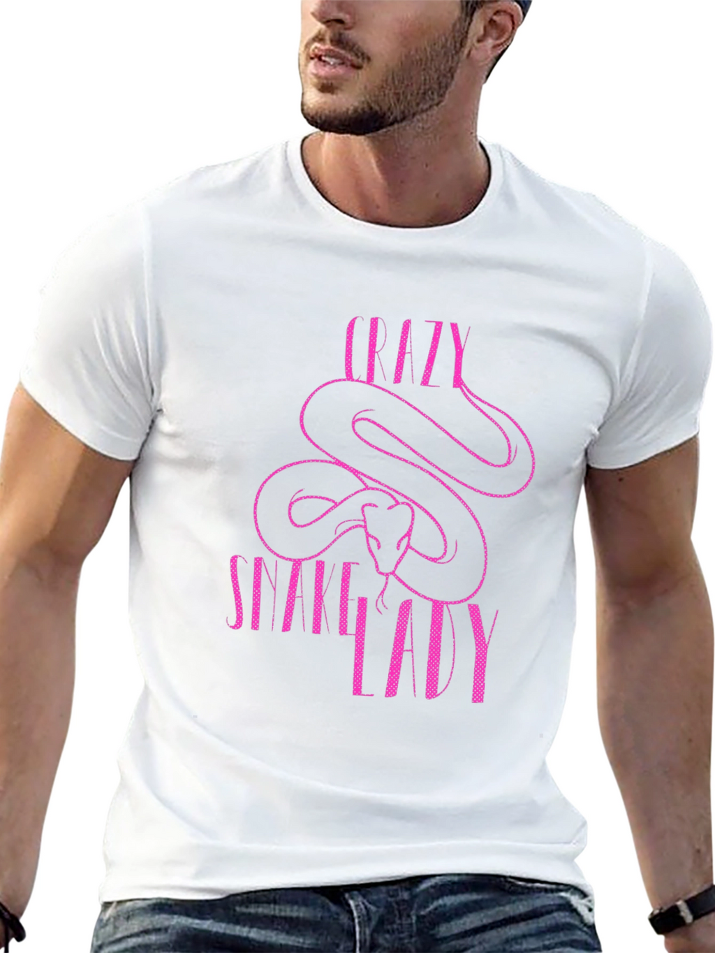 Crazy Snake Lady Graphic T-Shirt - Black
