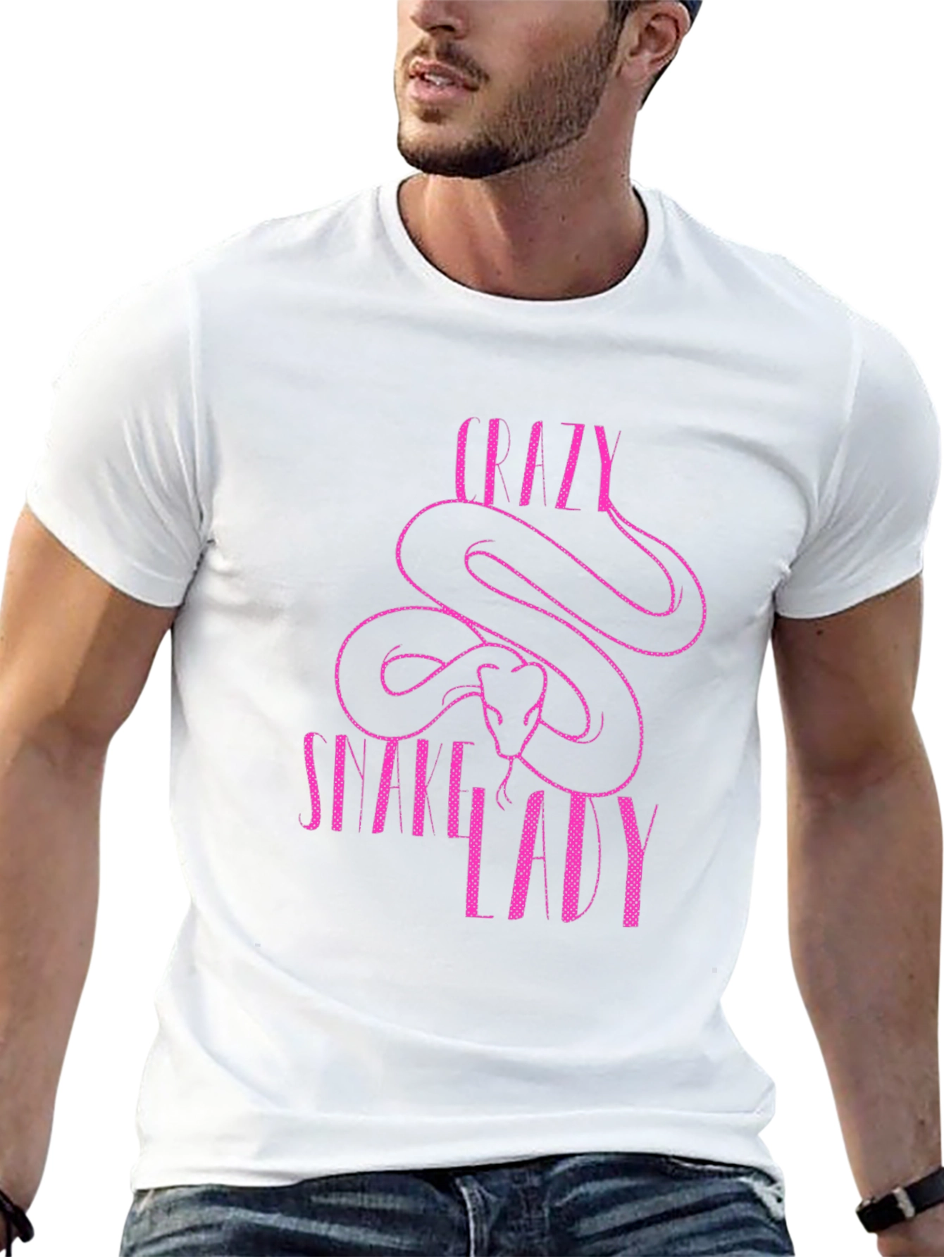 Crazy Snake Lady Graphic T-Shirt - Black