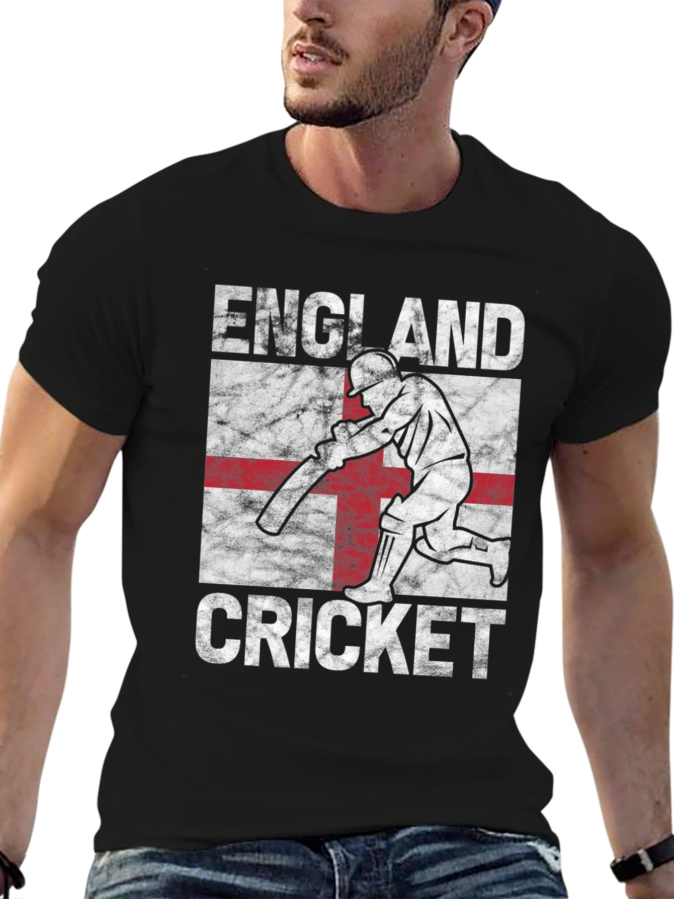 England Cricket T-Shirt - Distressed Flag Design