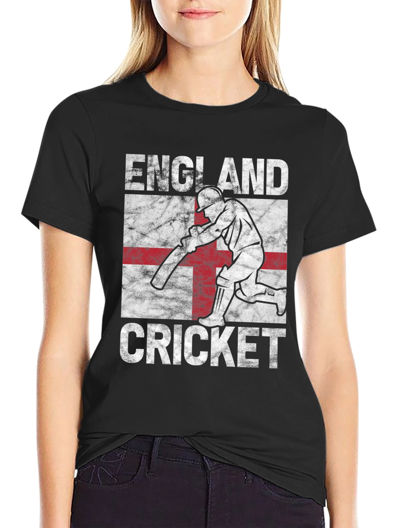 England Cricket T-Shirt - Distressed Flag Design