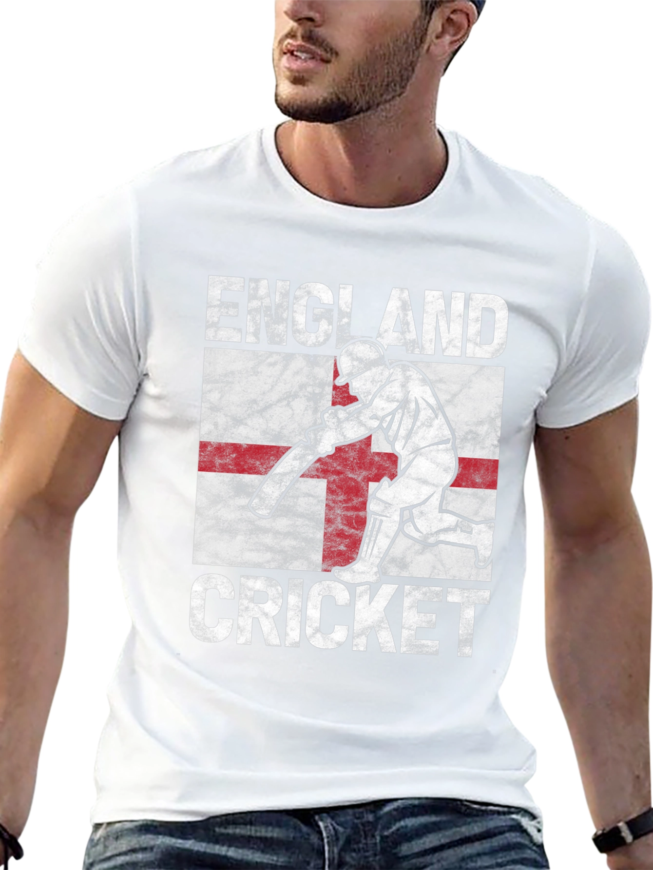 England Cricket T-Shirt - Distressed Flag Design