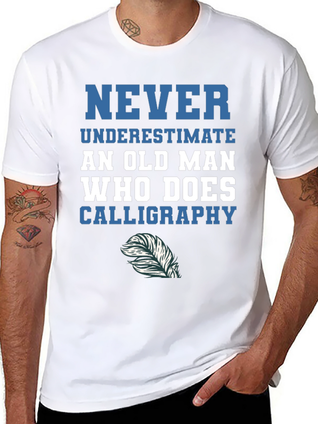 Calligraphy Old Man T-Shirt - Never Underestimate