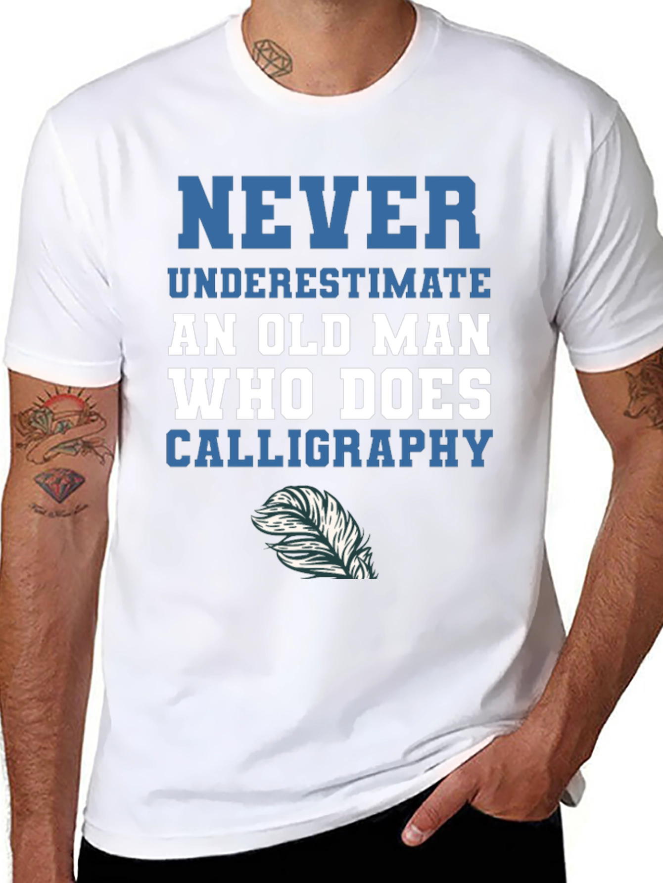Calligraphy Old Man T-Shirt - Never Underestimate