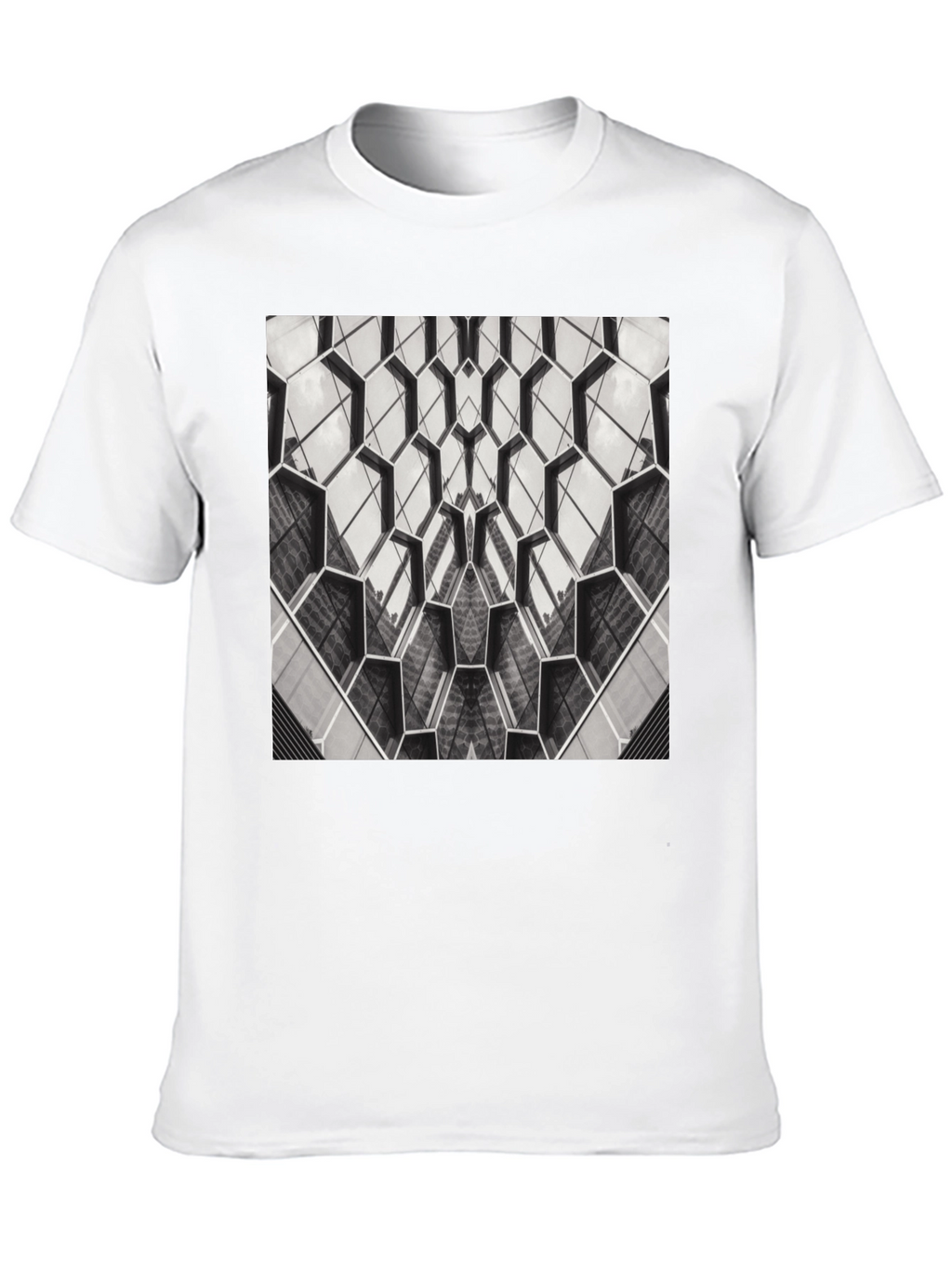 Geometric Hexagon Pattern Black T-Shirt