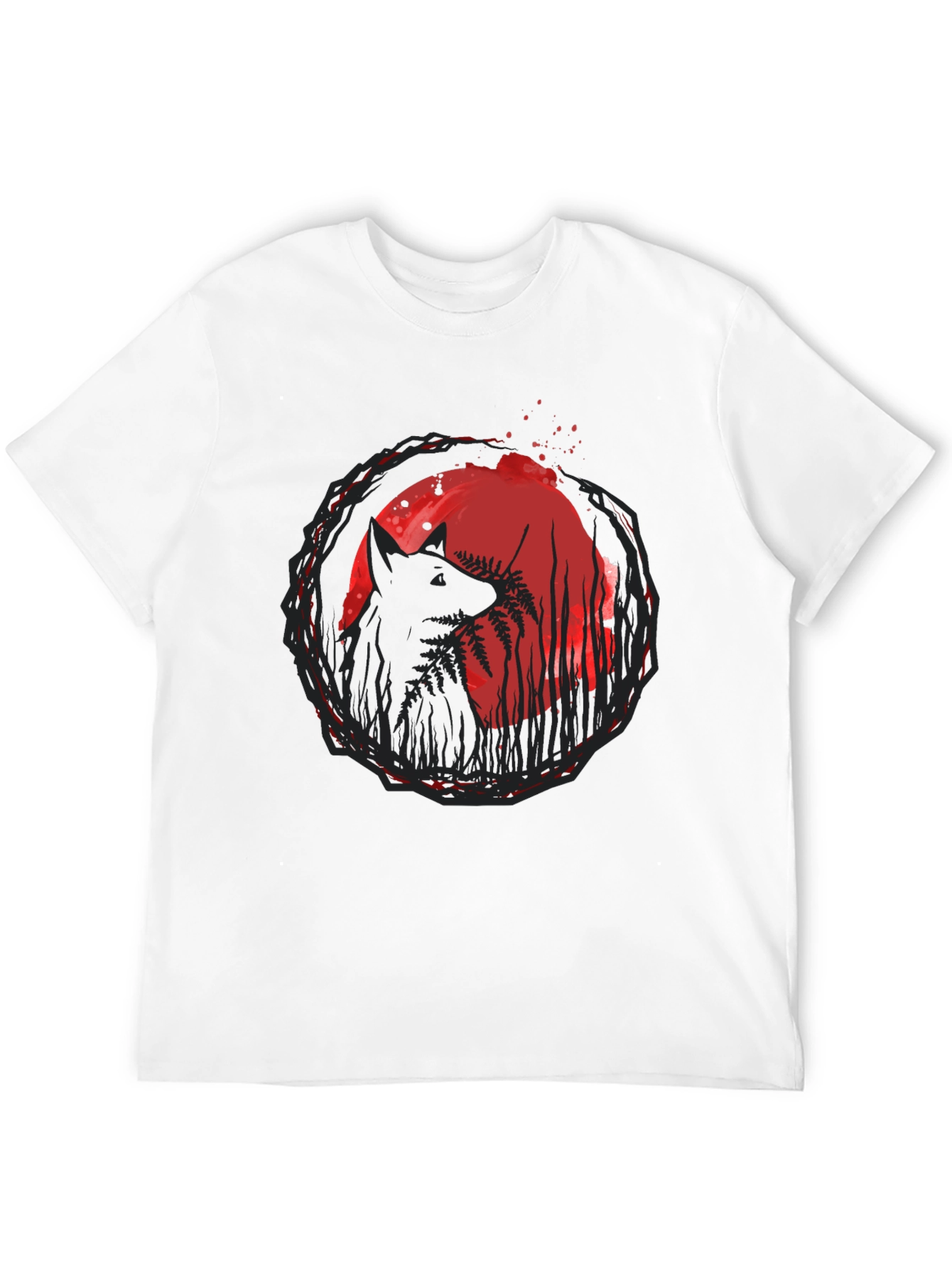 Wolf & Moon Graphic Tee - Trendy Black T-Shirt