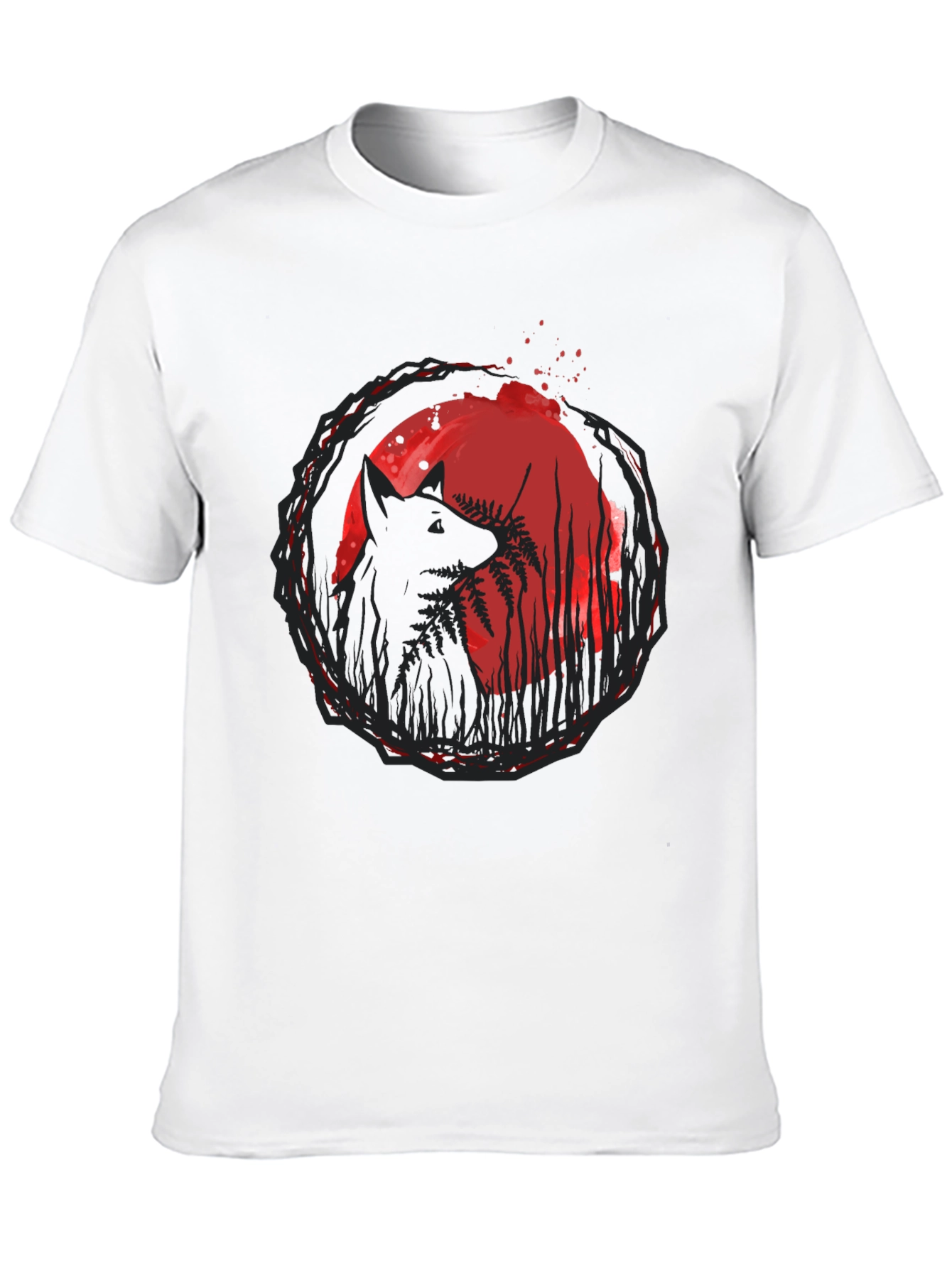 Wolf & Moon Graphic Tee - Trendy Black T-Shirt