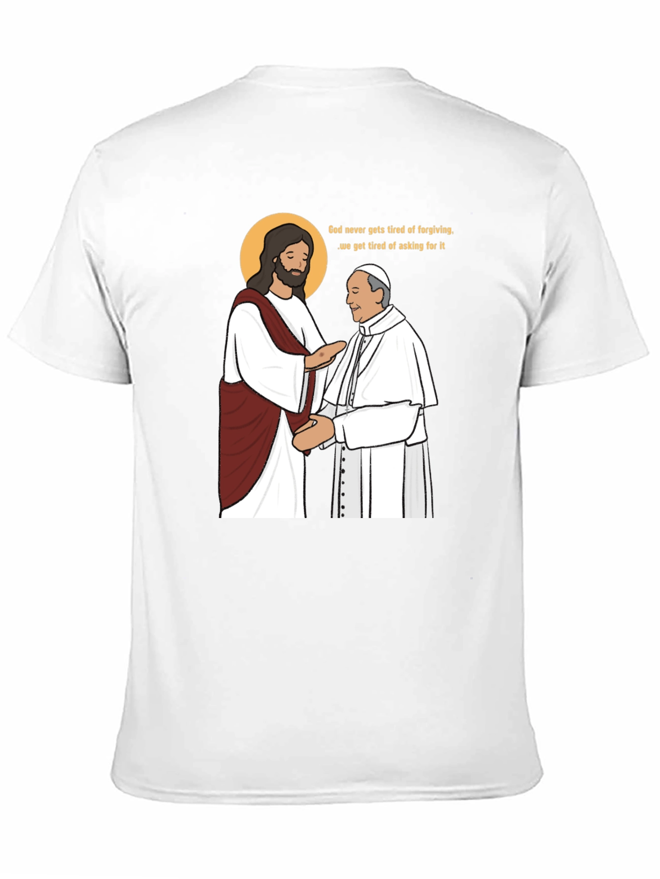 Jesus and Pope Graphic T-Shirt - Black