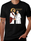 Jesus and Pope Graphic T-Shirt - Black