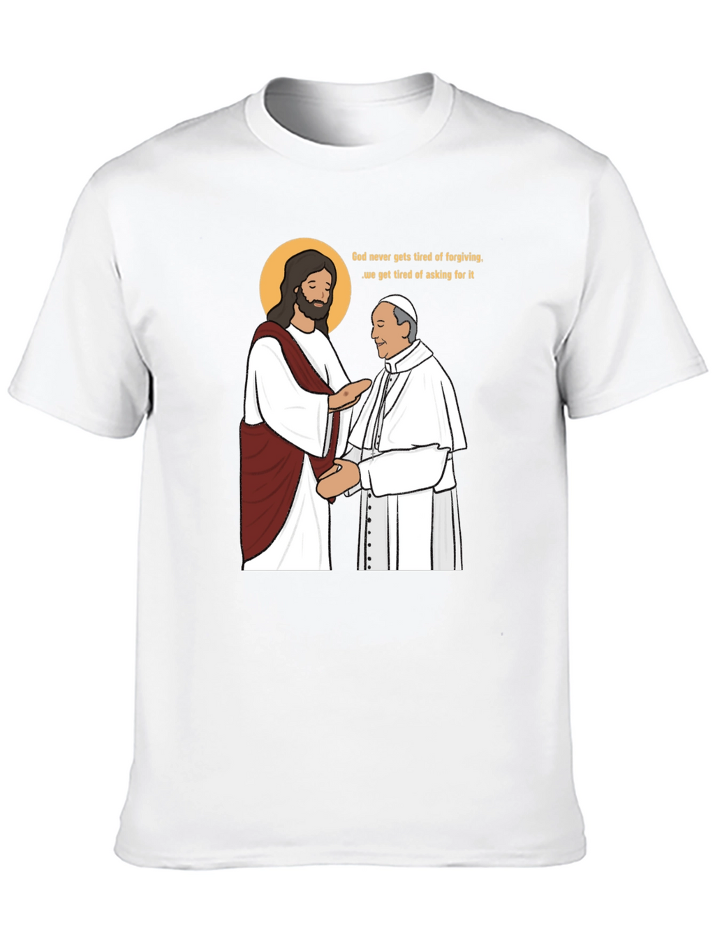 Jesus and Pope Graphic T-Shirt - Black