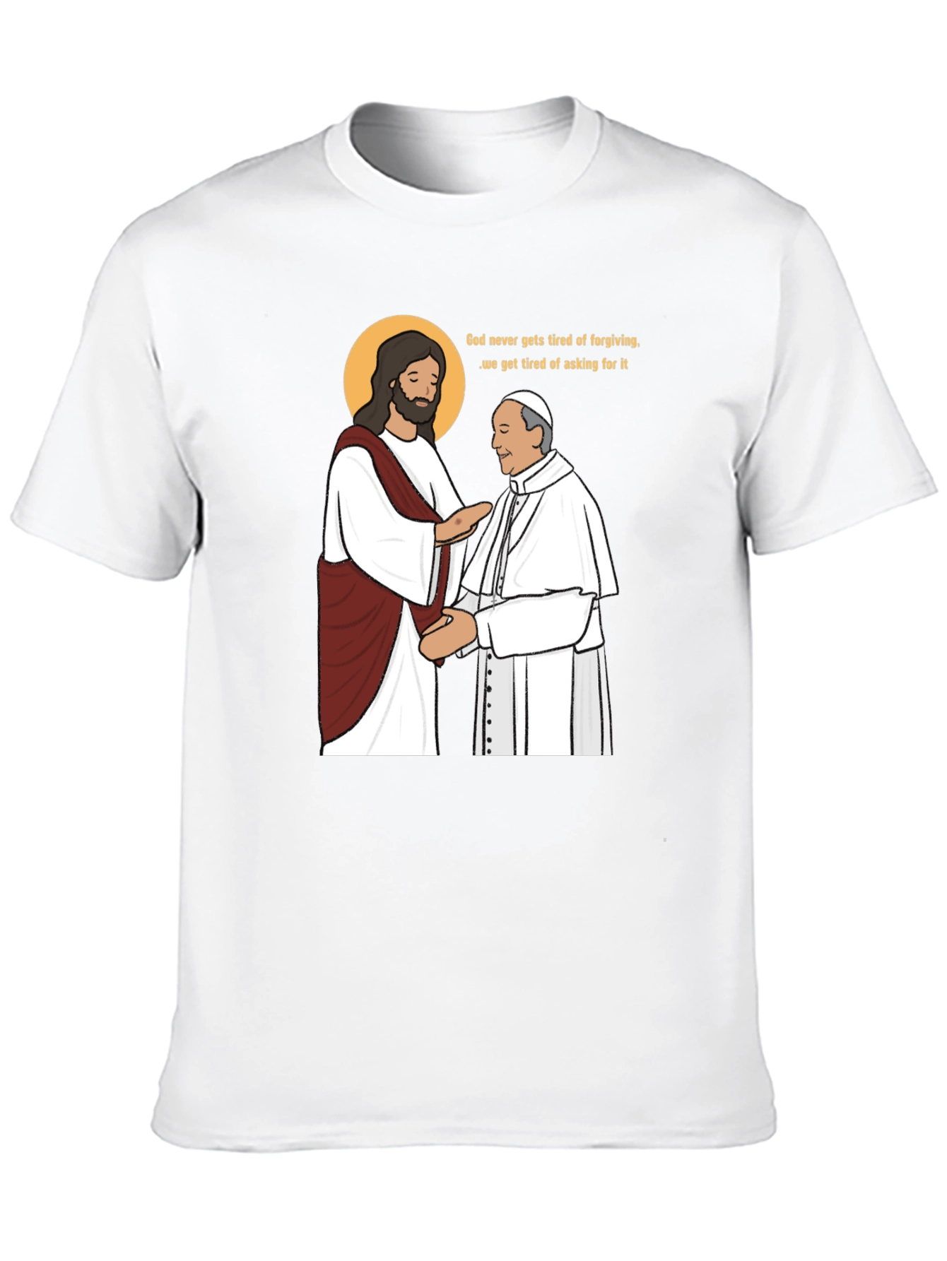 Jesus and Pope Graphic T-Shirt - Black